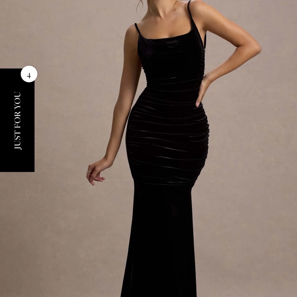 CLUB L LONDON ADELE Elegant Black VELVET Evening Gown - Picture 6 of 7